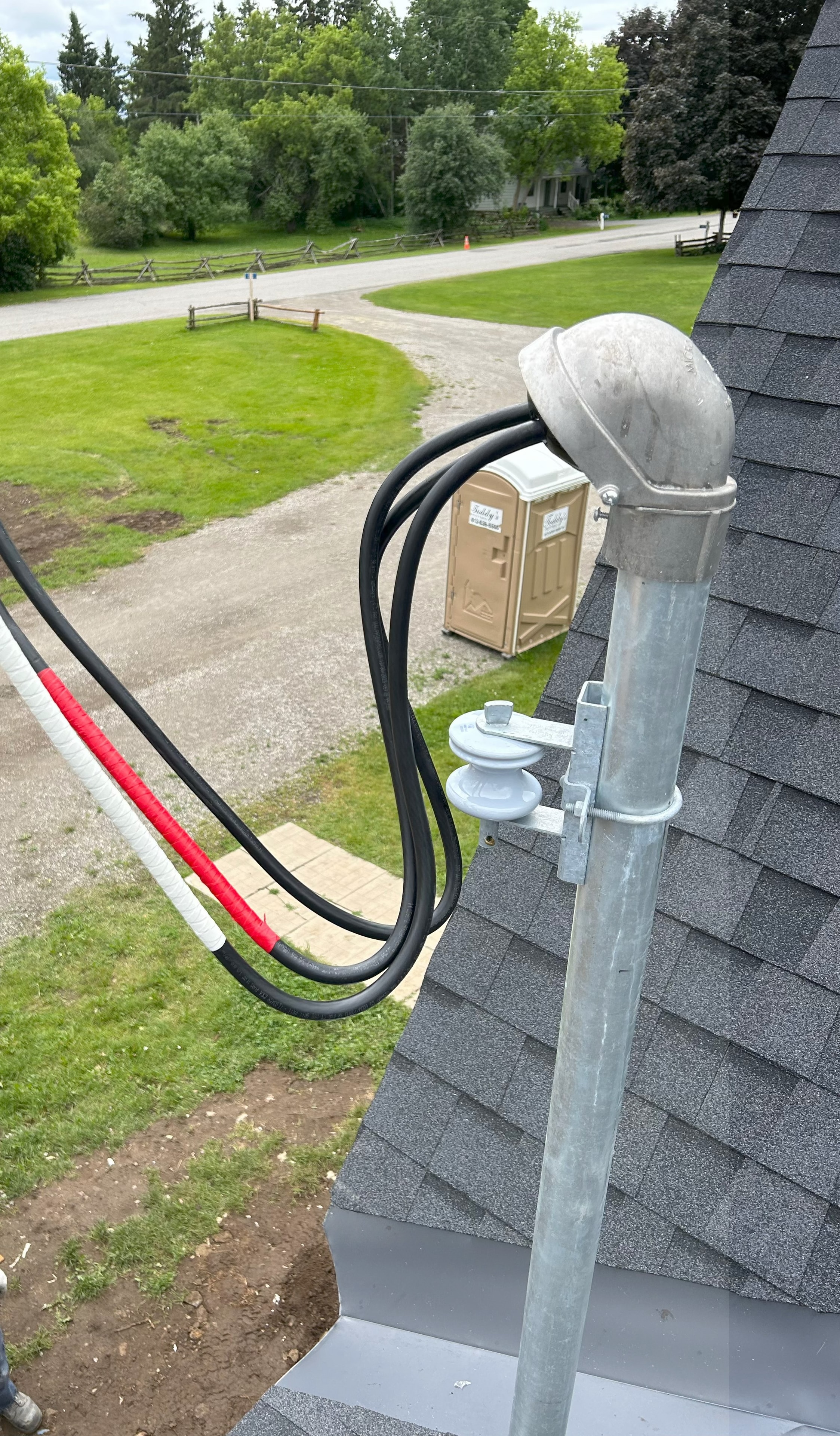 Complete service entrance with meter base and mast