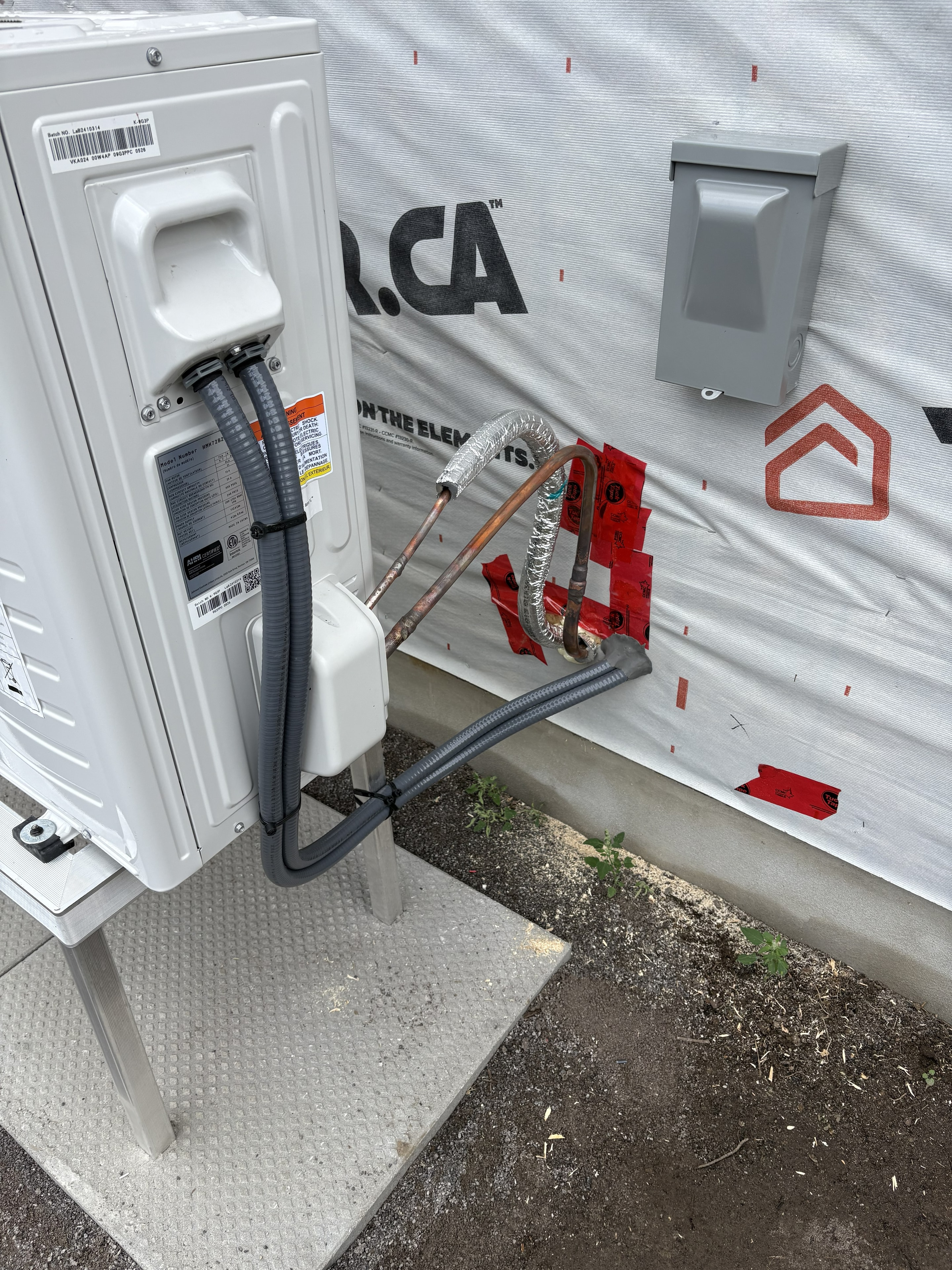 Heat pump rough-in wiring